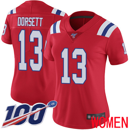New England Patriots Football #13 100th Season Limited Red Women Phillip Dorsett Alternate NFL Jersey->women nfl jersey->Women Jersey